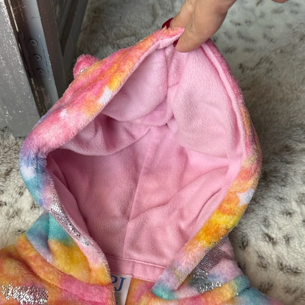 Children’s Place rainbow fleece unicorn onesie pajamas girls xsmall magical